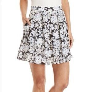 Club Monaco Cotton Silk Mini Skirt Floral Size 2 Zip Pockets Lined